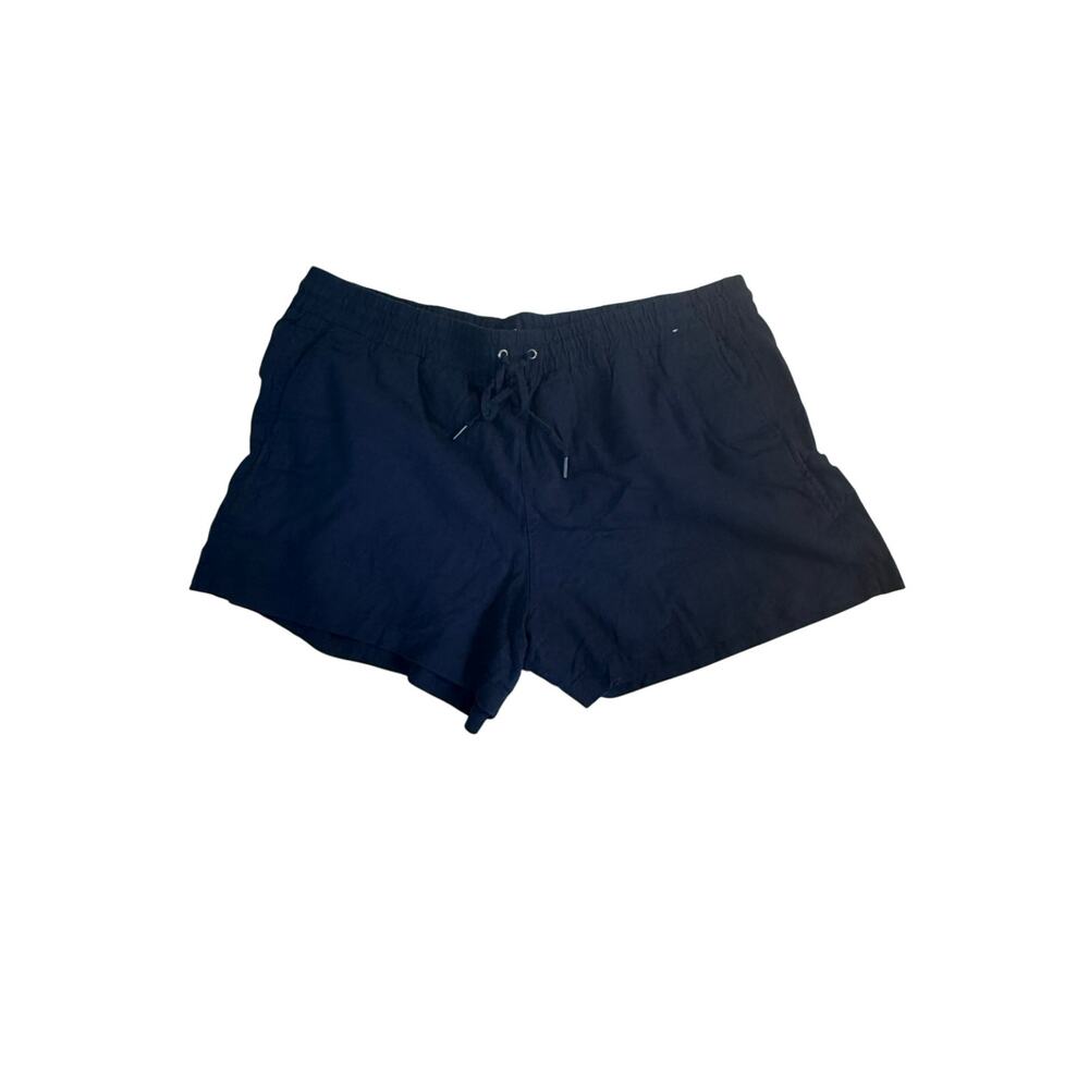 Gap Shorts Women's XXL Blue Linen Blend Drawstring Pullon Pockets